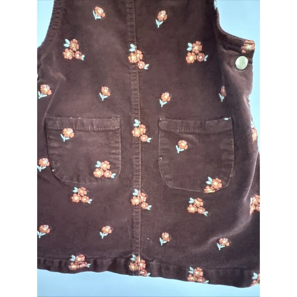 Cupcakes & Cashmere 3-4t Pumpkin Flowers Jumper Corduroy Overall Dress Fall Warm